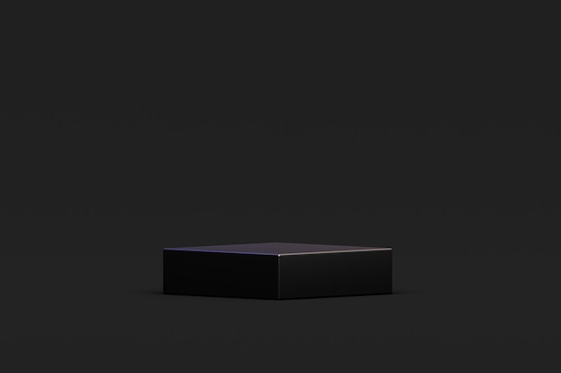 Zwarte minimale podium product display stand winnaar voetstuk leeg platform geometrische donkere scène product presentatie mockup abstracte achtergrond concept 3D-rendering