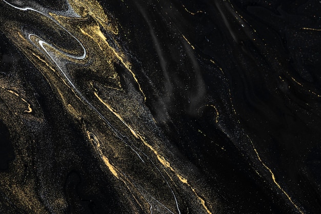Zwarte vloeibare marmer achtergrond handgemaakte acrylverf