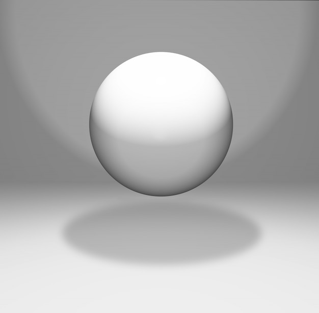 zwevende bol in een witte kamer