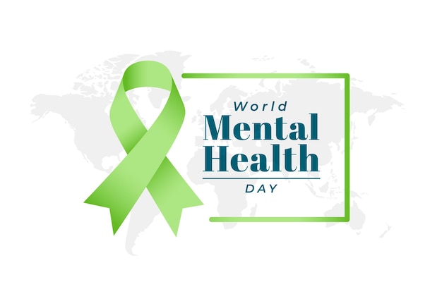 10 oktober internationale dag voor geestelijke gezondheid kaartposter met groene lintvector