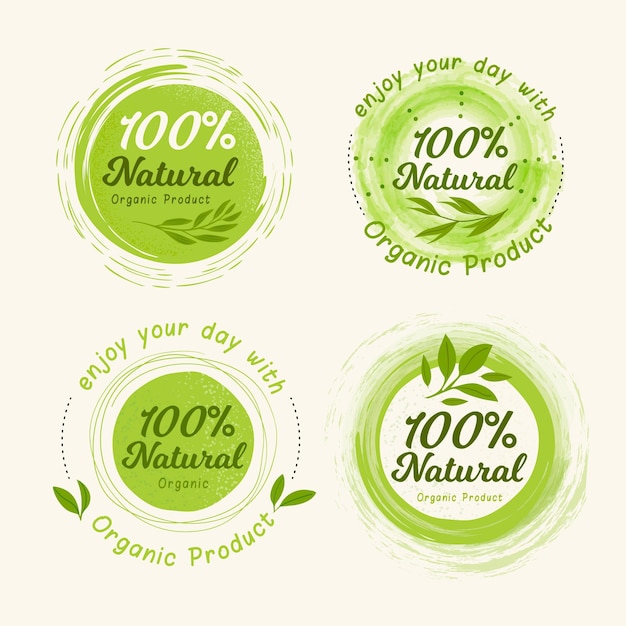 Gratis vector 100% natuurlijke badge / label-collectie