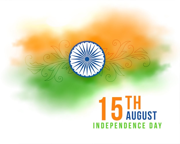 Gratis vector 15 augustus indiase onafhankelijkheidsdag aquarel vlag banner