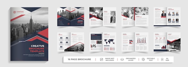 16 pagina's zakelijke moderne tweevoudige zakelijke brochure en bedrijfsprofielsjabloon ontwerp