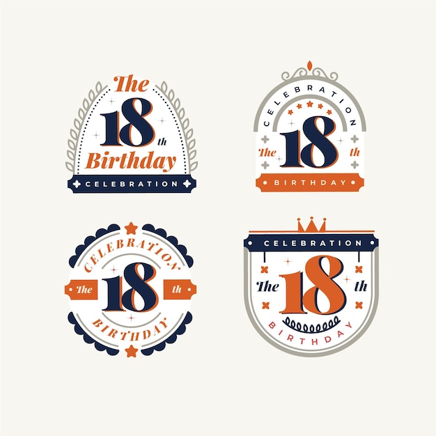 Gratis vector 18e verjaardag badges collectie