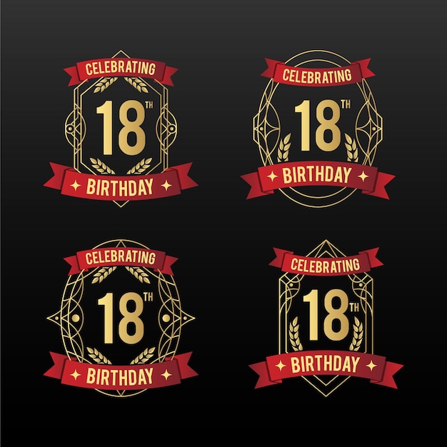 Gratis vector 18e verjaardag badges