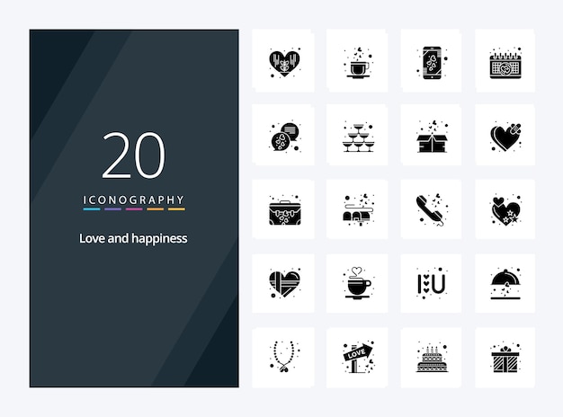 20 love solid glyph icoon voor presentatie vector iconen illustratie