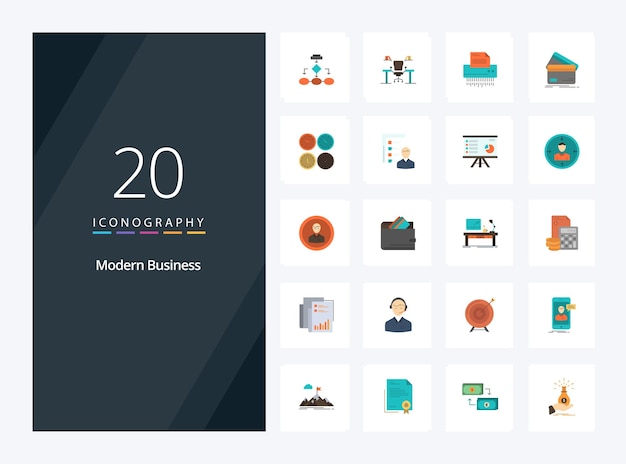 20 modern business flat color icoon voor presentatie vector iconen illustratie