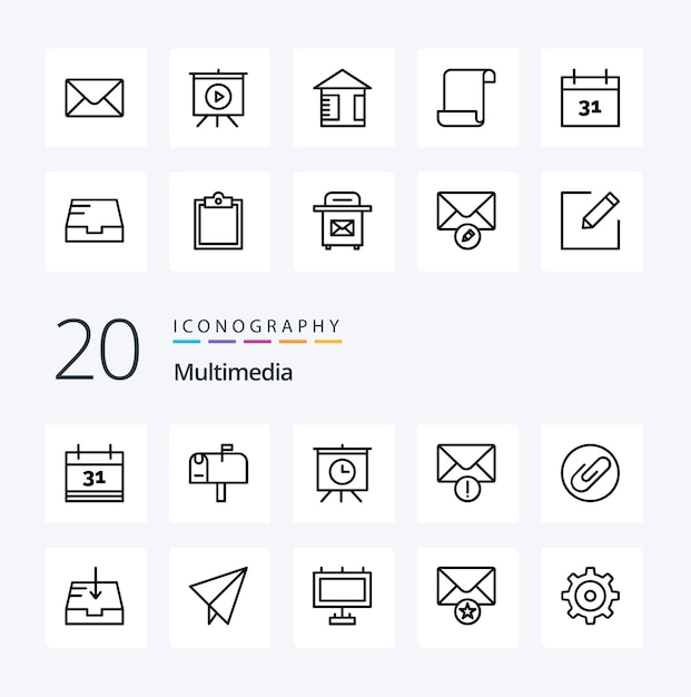 20 Pictogram multimedialijn Pakket als buffermail document inbox datum