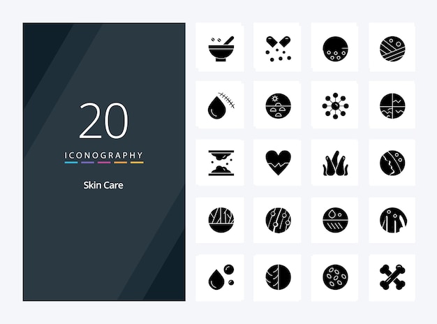 20 skin solid glyph-pictogram voor presentatie