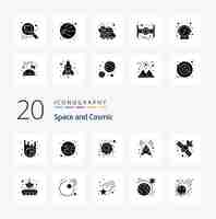 Gratis vector 20 space solid glyph icon pack zoals data-overdracht antenne planeet ruimte gps