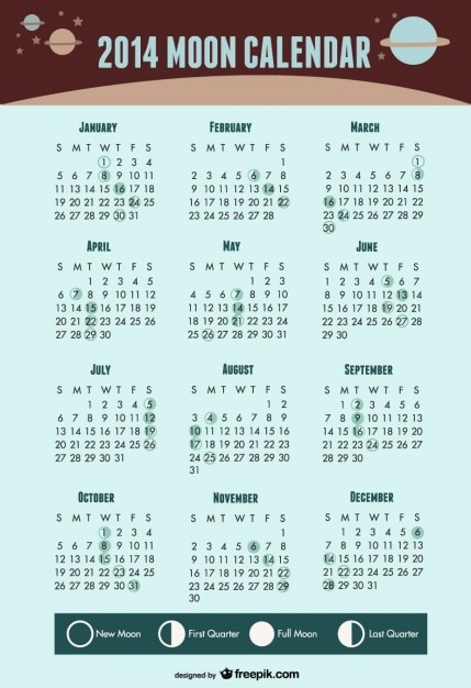 Gratis vector 2014 maankalender
