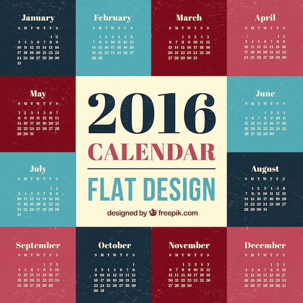 2016 kalender plat ontwerp