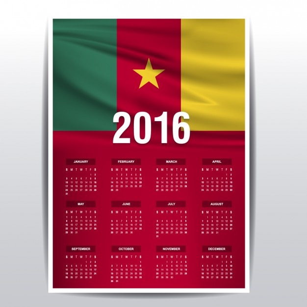 Gratis vector 2016 kalender van kameroen