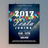 Gratis vector 2017 festa junina flyer ontwerp sjabloon