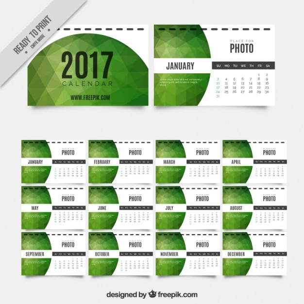 2017 groene geometrische kalender