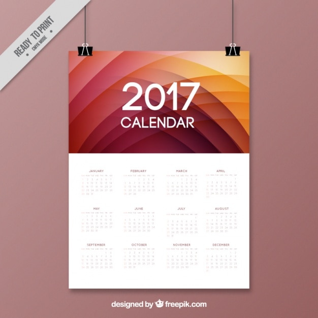 Gratis vector 2017 kalender in abstracte vormgeving