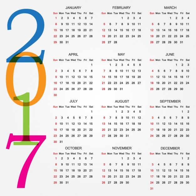 Gratis vector 2017 kalender ontwerp