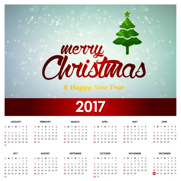 2017 vrolijk kerstfeest calender vector