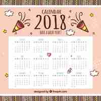 Gratis vector 2018 kalender in vintage stijl