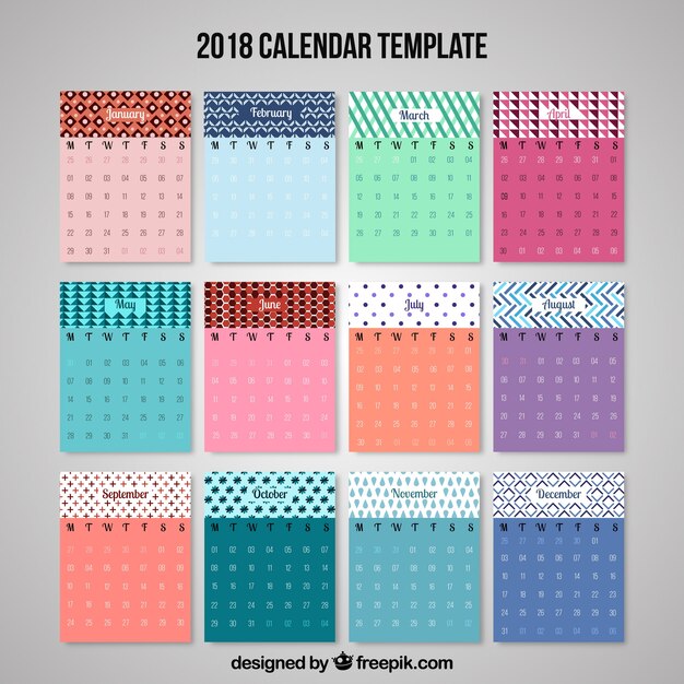2018 kalender sjabloon