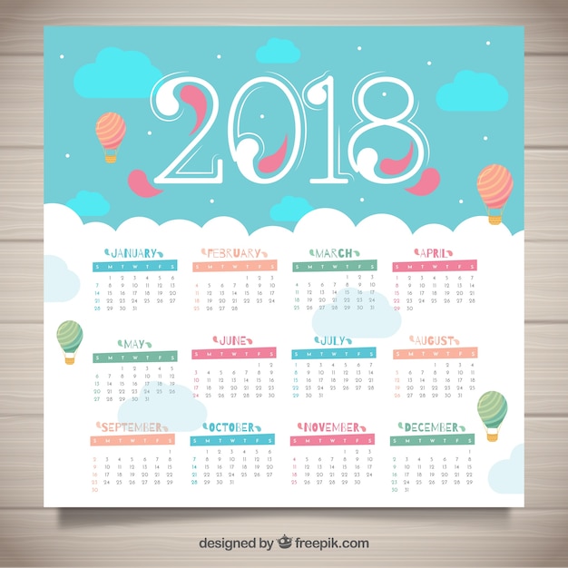 Gratis vector 2018 kalender