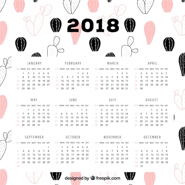 Gratis vector 2018 kalender