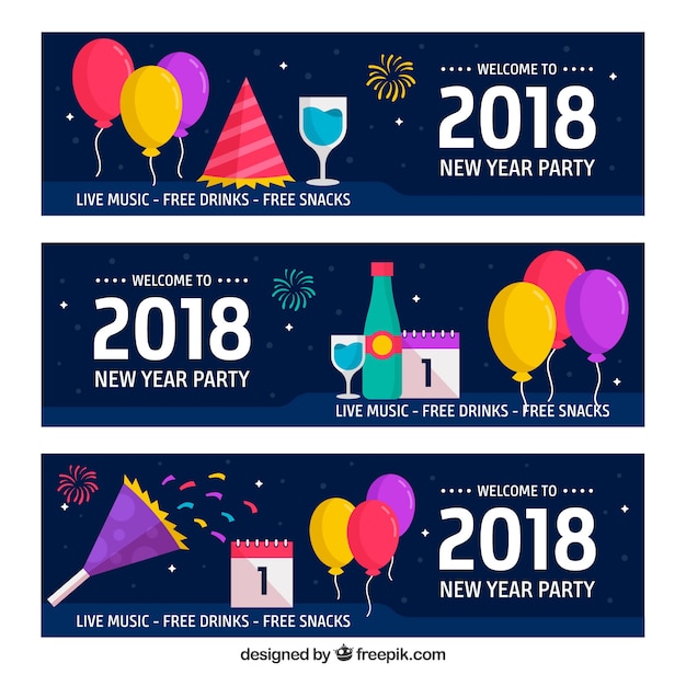 Gratis vector 2018 nieuwe jaarbanners