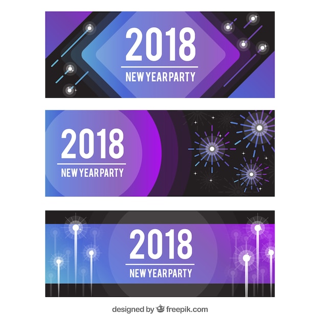 Gratis vector 2018 nieuwe jaarbanners