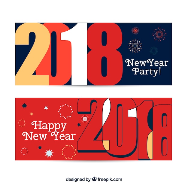 Gratis vector 2018 nieuwe jaarbanners