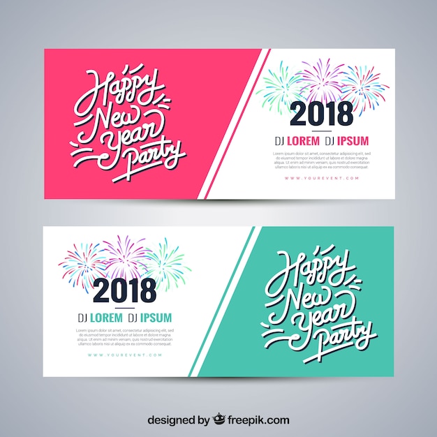 Gratis vector 2018 nieuwe jaarbanners