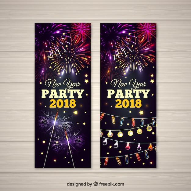 Gratis vector 2018 nieuwe jaarfeest banners