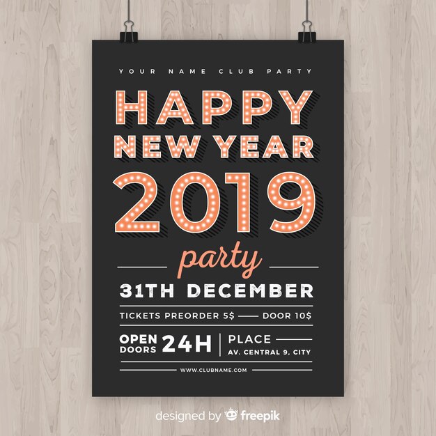 Gratis vector 2019 nieuwjaarsfeestbanner