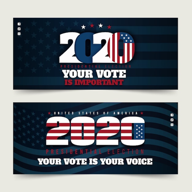 Gratis vector 2020 amerikaanse presidentsverkiezingen banner