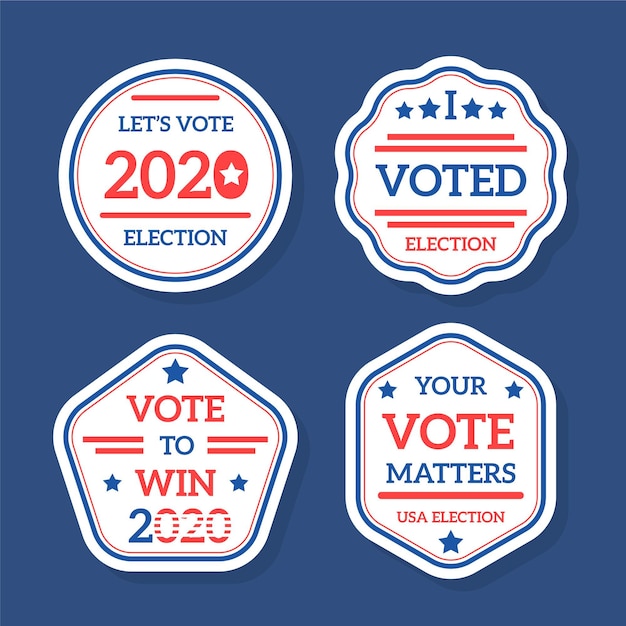 Gratis vector 2020 amerikaanse presidentsverkiezingen stembadges en stickers