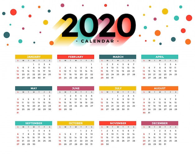 Gratis vector 2020 kalender