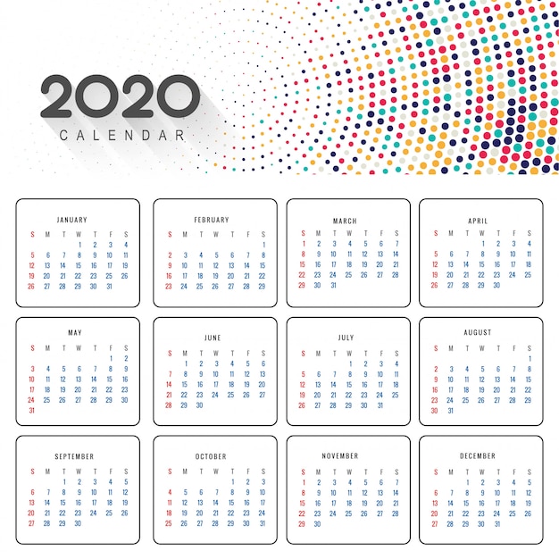 Gratis vector 2020 kalender