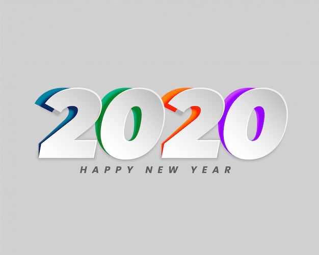 Gratis vector 2020 op creatief papier gesneden stijl achtergrond