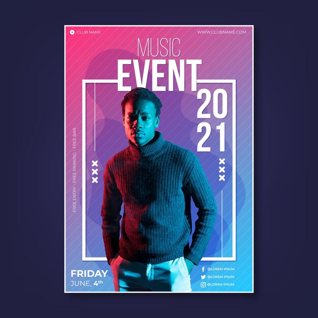 2021 muziekevenementposter met foto