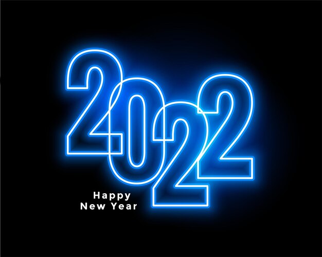 2022 blauwe neon LED-stijl teksteffect achtergrond