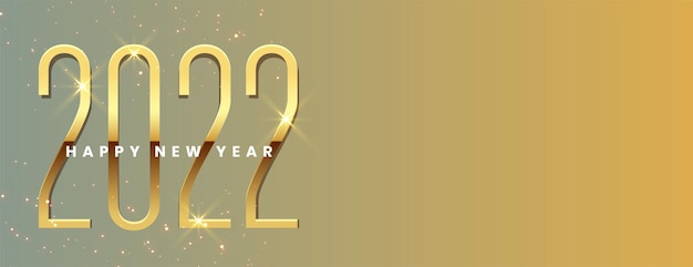 2022 gouden gelukkig nieuwjaar banner met tekstruimte