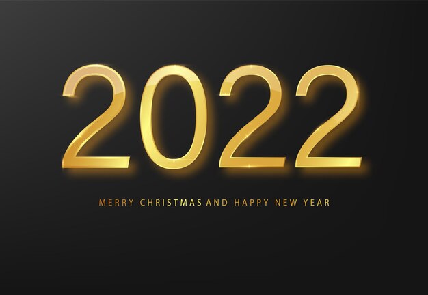 2022 Happy New Year wenskaart goud en zwarte achtergrond. Zwarte Nieuwjaar achtergrond. Omslag van zakelijke agenda voor 20221 met wensen. Brochure ontwerpsjabloon, kaart, banner