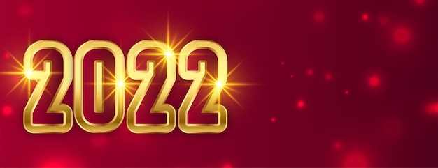 2022 nieuwjaar gouden teksteffect sprankelend bannerontwerp
