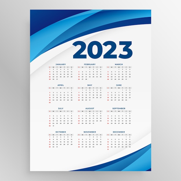 2023 jaarlijkse kalenderlay-out voor organisator van evenementen