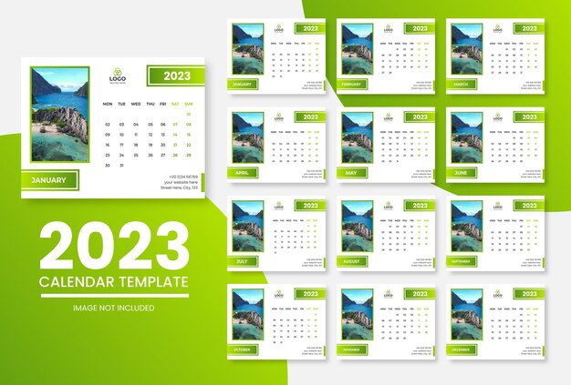 2023 nieuwe jaar schone kalendersjabloon