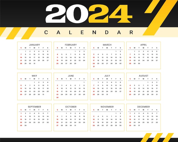 Gratis vector 2024 nieuwe jaar zakelijke kalender sjabloon met professionele touch vector