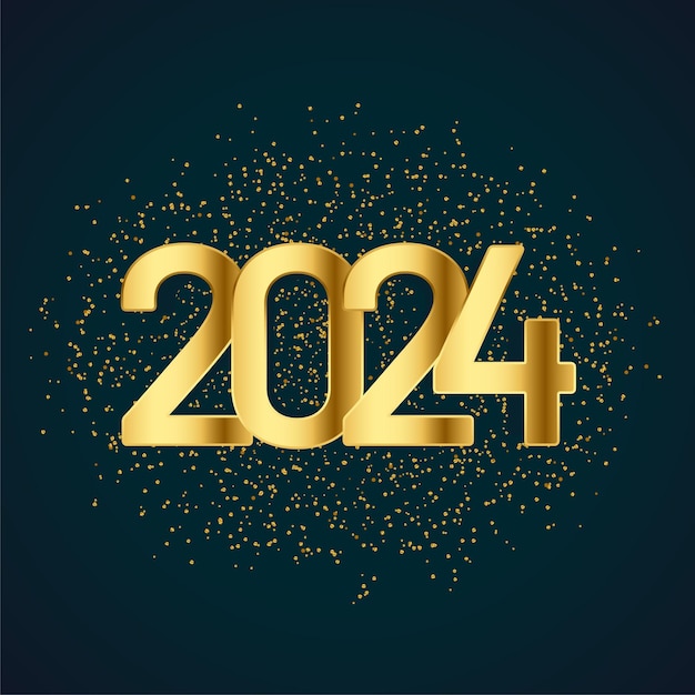 Gratis vector 2024 nieuwjaar gouden letters achtergrond met deeltje effect vector