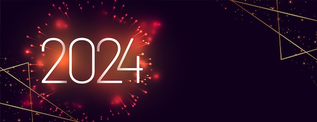 Gratis vector 2024 nieuwjaars vuurwerk viering behang met tekstruimte