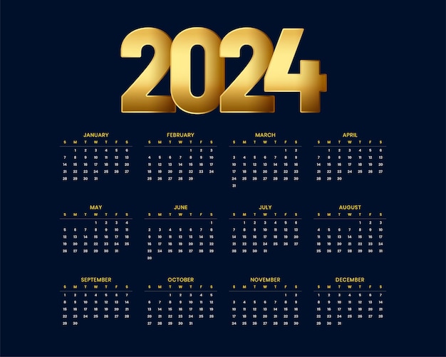 Gratis vector 2024 zakelijke kalender sjabloon met een professionele premium touch vector