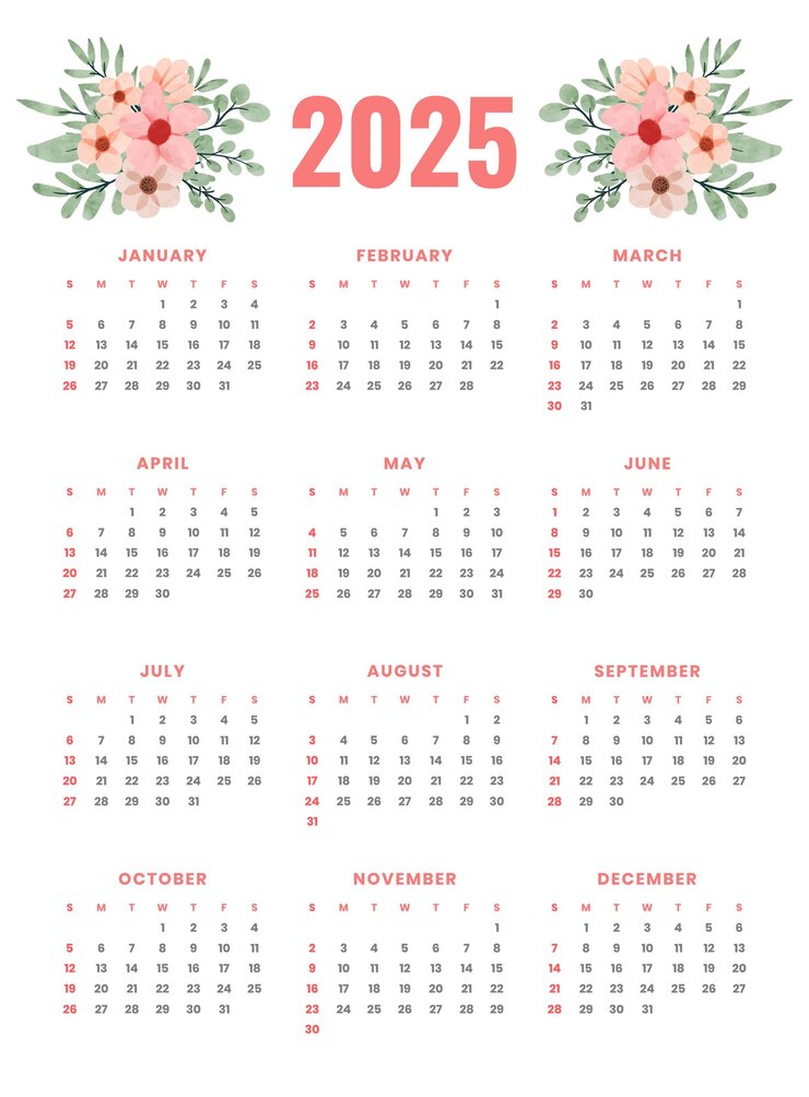 Gratis Vector 2025 kalender sjabloon voor nieuwjaarsevenementen en zaken