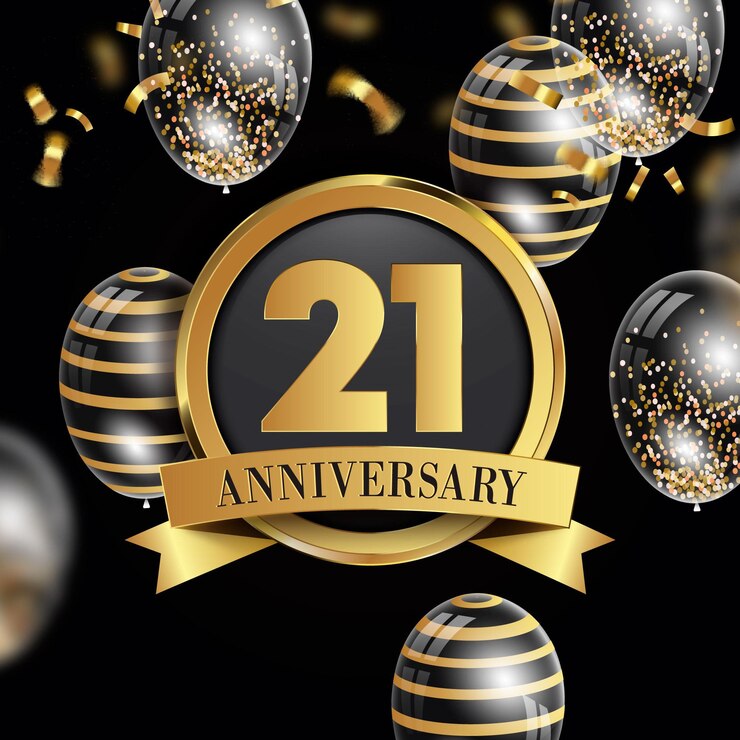 Gratis Vector 21 verjaardag achtergrond met gouden elementen